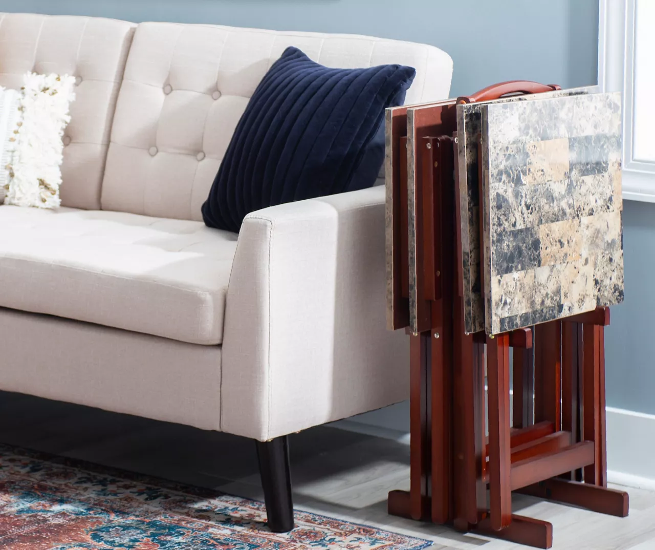 Williams 4-Piece Faux Marble Tray Table Set 12 Williams 4-Piece Faux Marble Tray Table Set - Image 12