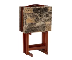 Williams 4-Piece Faux Marble Tray Table Set 18 Williams 4-Piece Faux Marble Tray Table Set -Best Furniture Store 810386282 A0 5