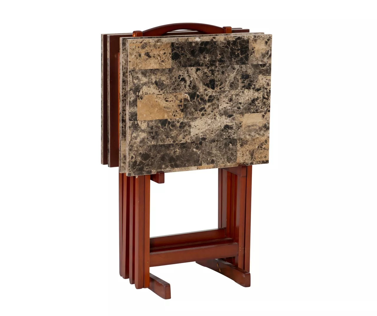 Williams 4-Piece Faux Marble Tray Table Set 6 Williams 4-Piece Faux Marble Tray Table Set - Image 6