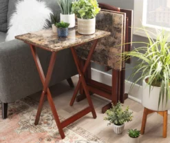 Williams 4-Piece Faux Marble Tray Table Set 20 Williams 4-Piece Faux Marble Tray Table Set -Best Furniture Store 810386282 A0 7