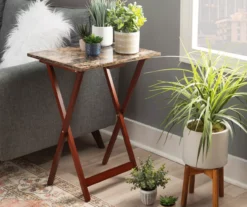 Williams 4-Piece Faux Marble Tray Table Set 21 Williams 4-Piece Faux Marble Tray Table Set -Best Furniture Store 810386282 A0 8