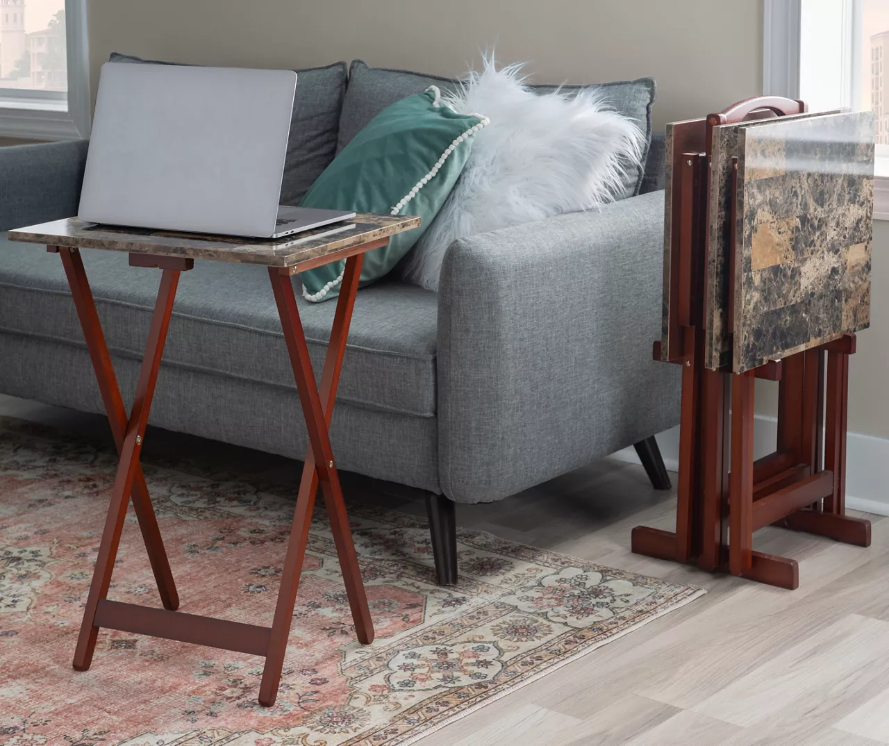 Williams 4-Piece Faux Marble Tray Table Set 10 Williams 4-Piece Faux Marble Tray Table Set - Image 10