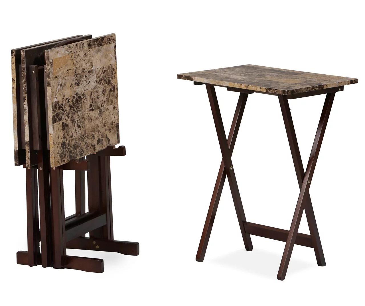 Williams 4-Piece Faux Marble Tray Table Set 1 Williams 4-Piece Faux Marble Tray Table Set