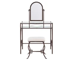 Heather Metal Adjustable Mirror Vanity Set With Stool -Best Furniture Store 810389409 A0 2