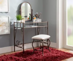 Heather Metal Adjustable Mirror Vanity Set With Stool -Best Furniture Store 810389409 A0 7