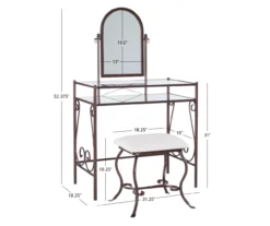 Heather Metal Adjustable Mirror Vanity Set With Stool -Best Furniture Store 810389409 D8 10