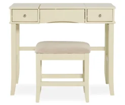 Caroline Cream Mirror Vanity Set With Stool -Best Furniture Store 810389506 2