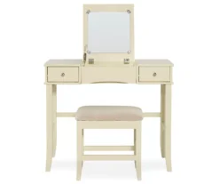 Caroline Cream Mirror Vanity Set With Stool -Best Furniture Store 810389506 3