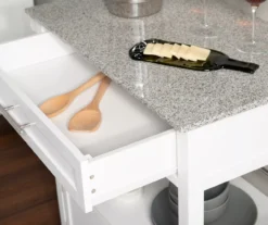 White Double Door Kitchen Cart With Granite Top -Best Furniture Store 810389516 3