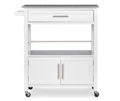 White Double Door Kitchen Cart With Granite Top -Best Furniture Store 810389516 5