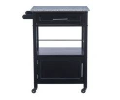 Ree Black Granite Top Kitchen Cart With Storage -Best Furniture Store 810389519 A0 2
