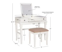 Martha Mirror Vanity Set With Stool -Best Furniture Store 810389524 A8