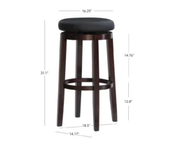 29" Clea Black Pub Barstool -Best Furniture Store 810389526 A7