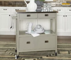 Gray Steel Top Kitchen Cart With Drawers -Best Furniture Store 810389532 3