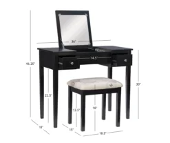 Black Butterfly Mirror Vanity Set With Stool -Best Furniture Store 810389539 A8