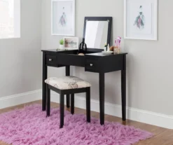 Black Butterfly Mirror Vanity Set With Stool -Best Furniture Store 810389539 B0 1