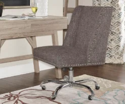 Charcoal Gray Square Back Office Chair With Nailhead Trim -Best Furniture Store 810389623 1