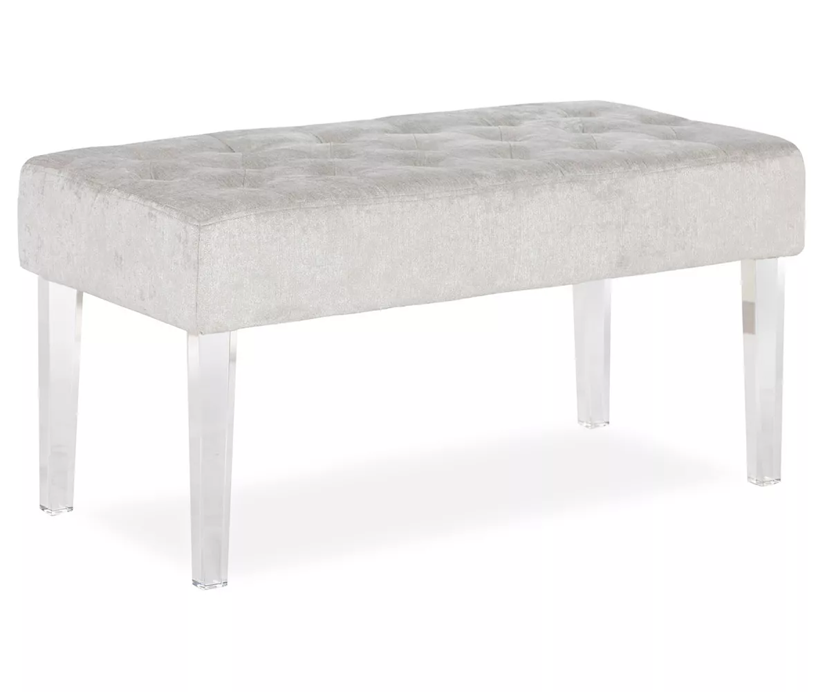 Marie Platinum Padded Glam Acrylic Bench 1 Marie Platinum Padded Glam Acrylic Bench