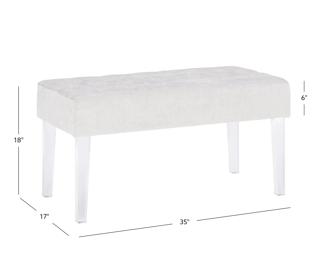 Marie Platinum Padded Glam Acrylic Bench 8 Marie Platinum Padded Glam Acrylic Bench - Image 8