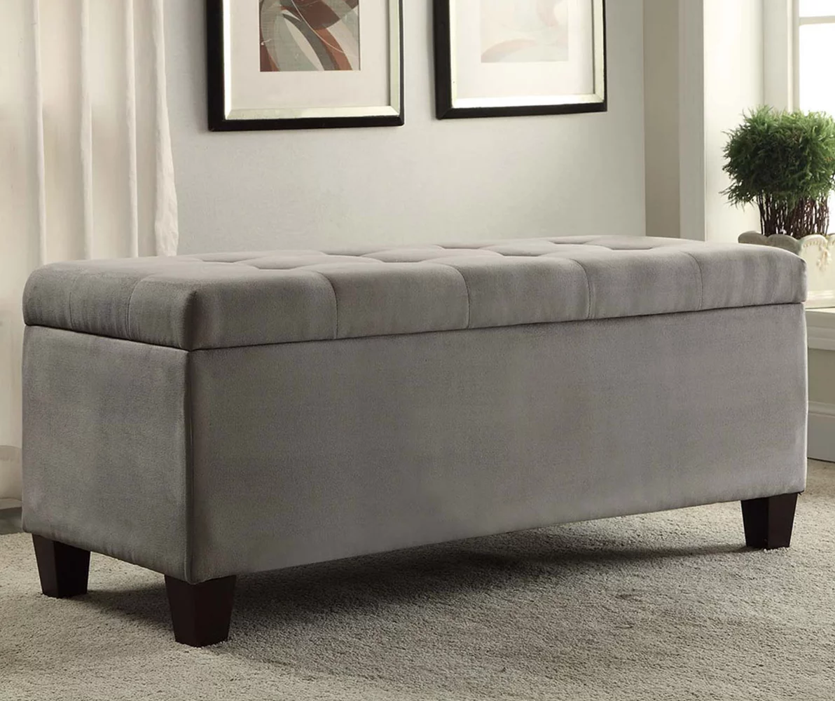 Erin Gray Padded Shoe Storage Ottoman 2 Erin Gray Padded Shoe Storage Ottoman - Image 2