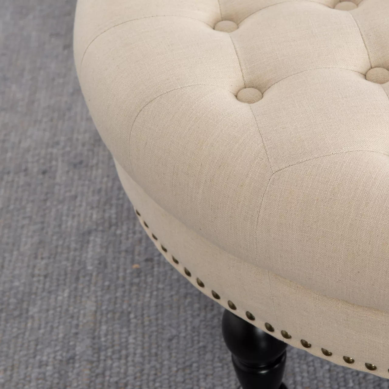 Claire Cream Round French Country Ottoman 3 Claire Cream Round French Country Ottoman - Image 3