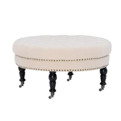 Claire Cream Round French Country Ottoman 8 Claire Cream Round French Country Ottoman -Best Furniture Store 810389634 4