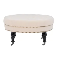 Claire Cream Round French Country Ottoman 9 Claire Cream Round French Country Ottoman -Best Furniture Store 810389634 5