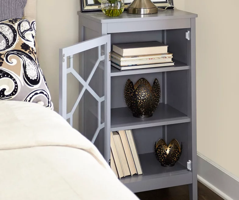 Ava Gray Geometric Single Door Cabinet 3 Ava Gray Geometric Single Door Cabinet - Image 3