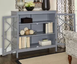 Ava Gray Geometric 2-Door Cabinet -Best Furniture Store 810389671 3