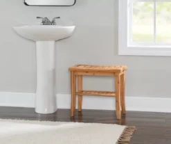 18" Pierce Bamboo Bathroom Stool -Best Furniture Store 810389685 B0 2
