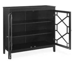 Ava Black Geometric 2-Door Cabinet -Best Furniture Store 810389696 2
