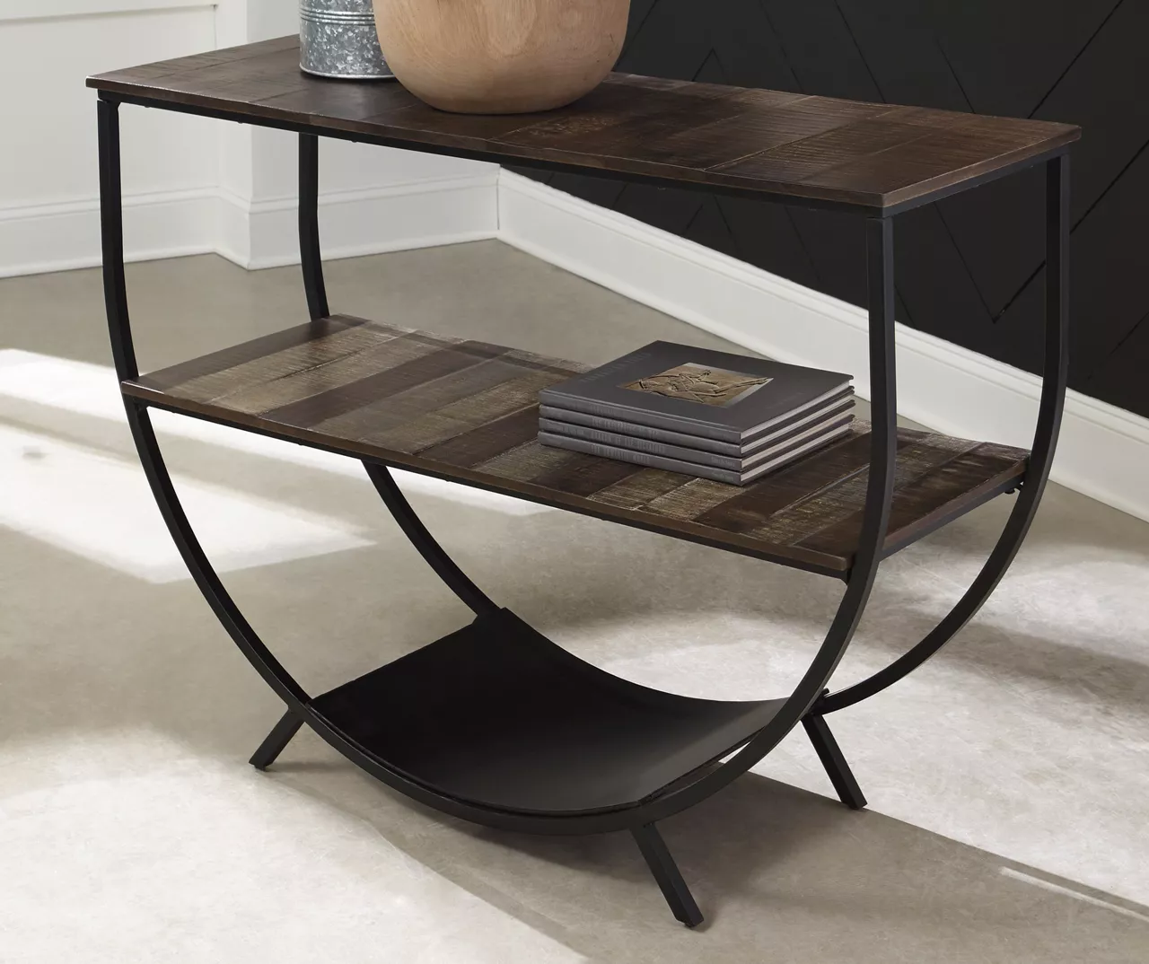 Lamoney Gray, White & Brown Slat Console Table 2 Lamoney Gray, White & Brown Slat Console Table - Image 2