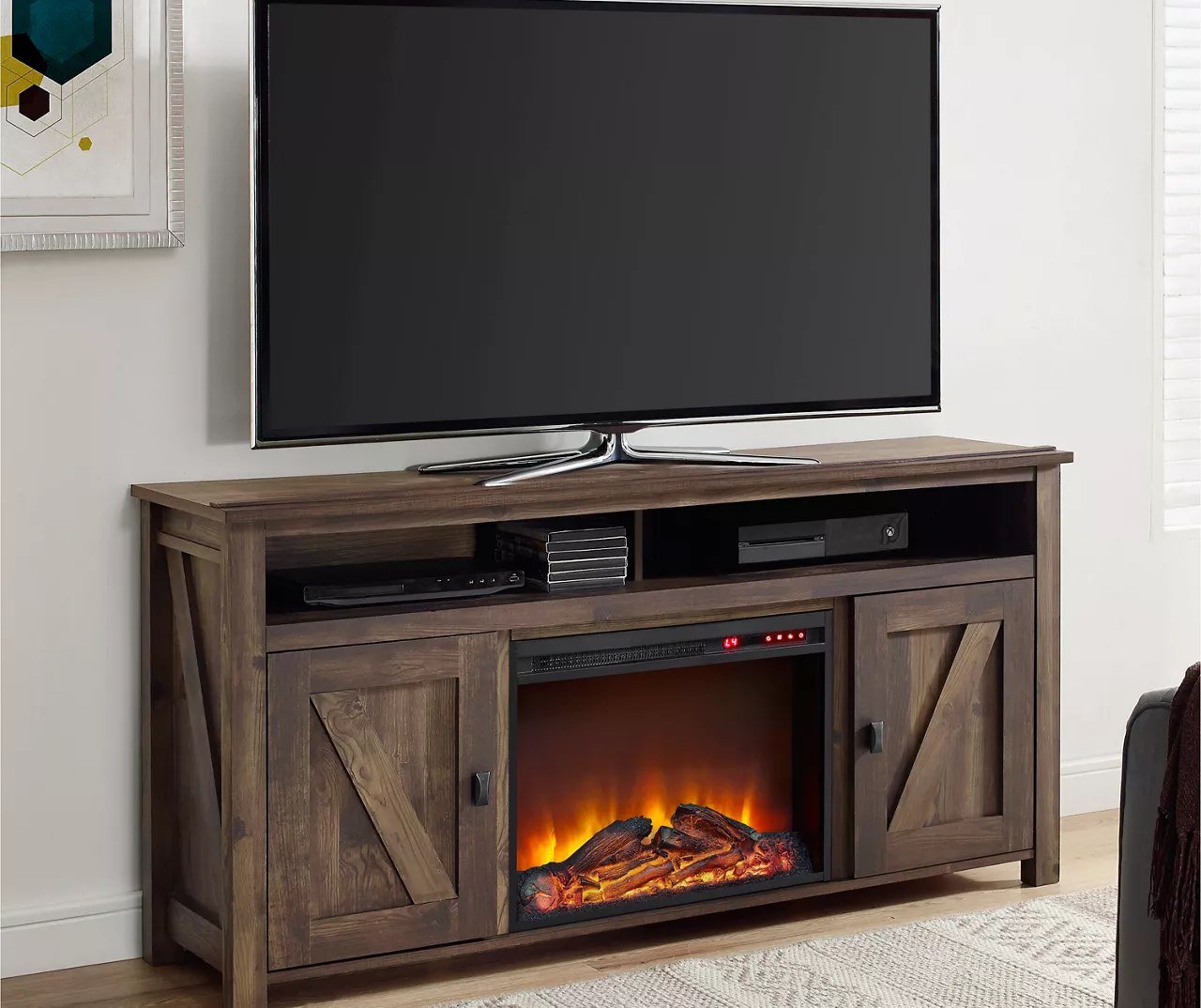 59" Century Lane Rustic Brown Electric Fireplace Console 1 59" Century Lane Rustic Brown Electric Fireplace Console