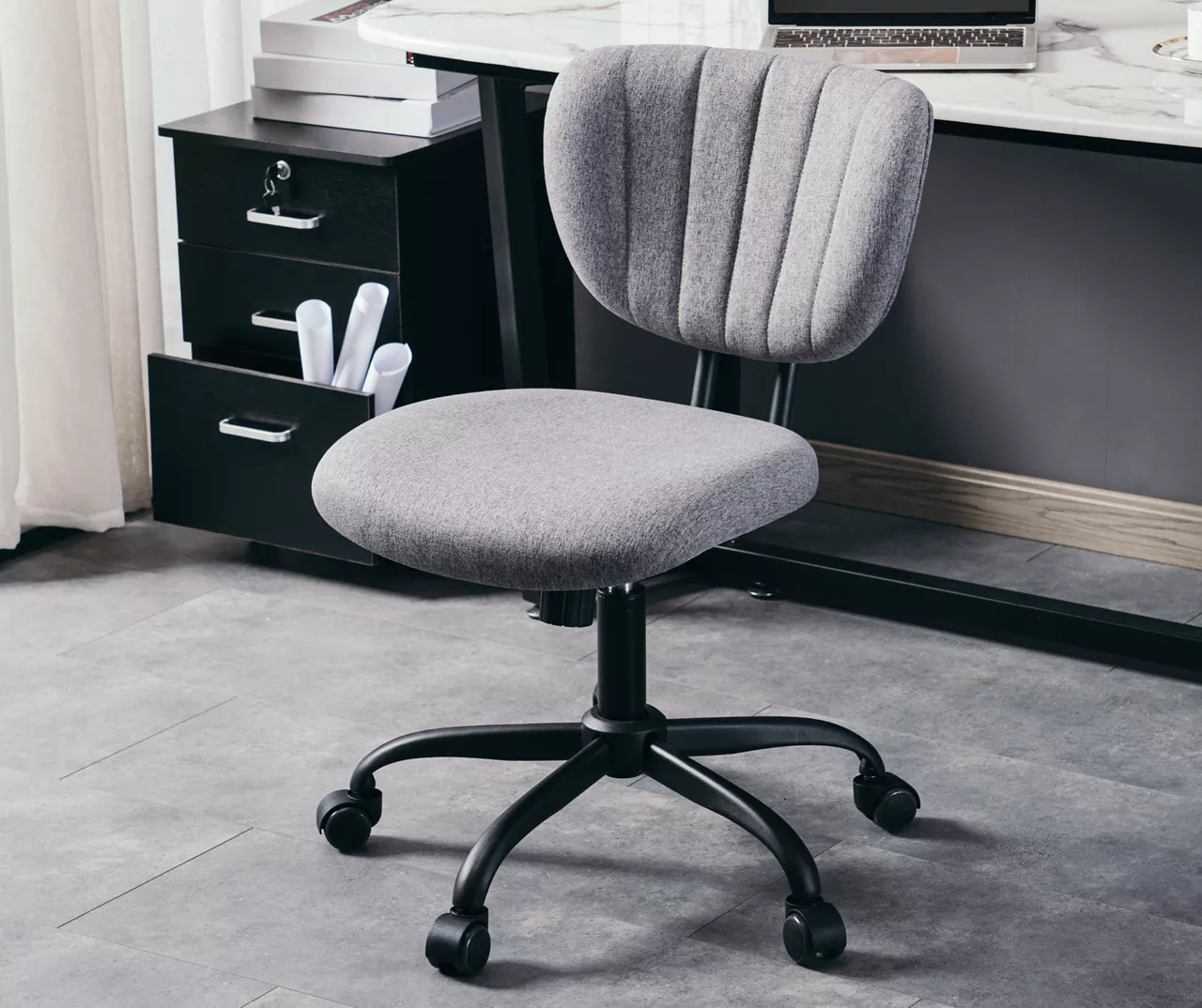 Gray Fabric Office Chair 2 Gray Fabric Office Chair - Image 2