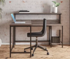 Arlenbry Gray L-Shaped Corner Desk -Best Furniture Store 810485152 61