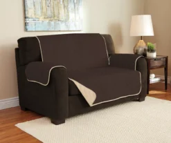 Chocolate & Taupe Microfiber Reversible Loveseat Furniture Protector