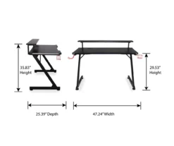 Black LED Gaming Desk With Riser -Best Furniture Store 810499569 10