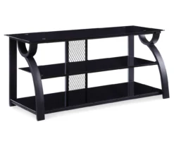 44" Black Glass & Metal TV Stand