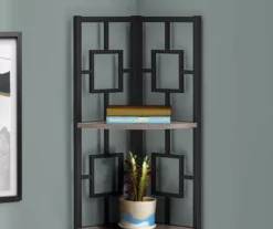 Dark Taupe Square 4-Shelf Corner Bookcase -Best Furniture Store 810512904 4