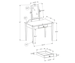 Pink Vanity Table With Mirror -Best Furniture Store 810512906 3