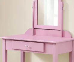 Pink Vanity Table With Mirror -Best Furniture Store 810512906 4