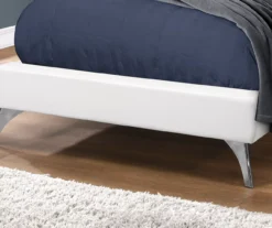 White Tufted Faux Leather Twin Upholstered Platform Bed -Best Furniture Store 810512926 4