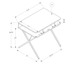 Silver & White Writing Desk -Best Furniture Store 810512942 3