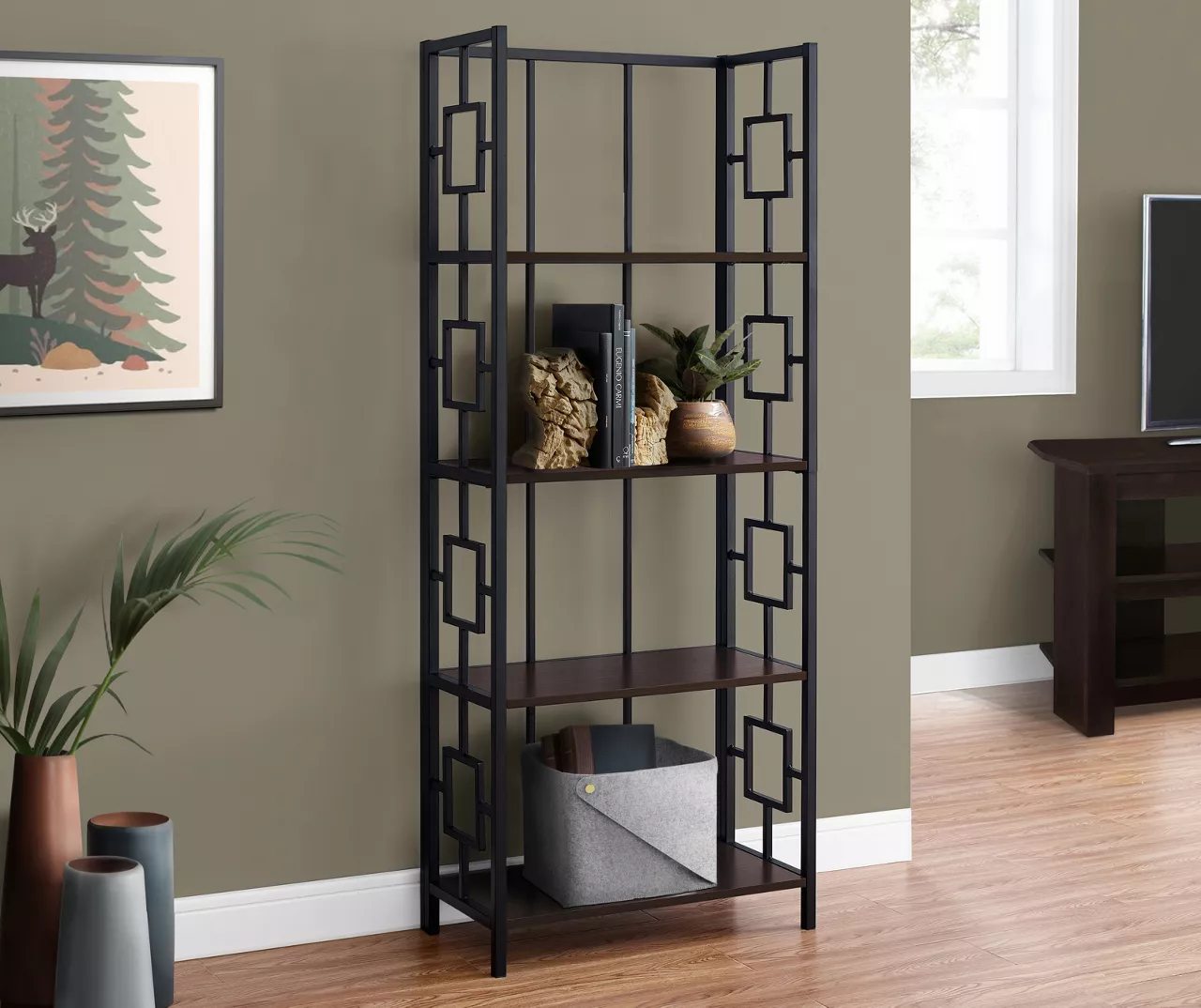 Espresso Square 4-Shelf Open Bookcase 2 Espresso Square 4-Shelf Open Bookcase - Image 2