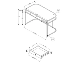 White & Silver Chrome Office Desk -Best Furniture Store 810512954 3