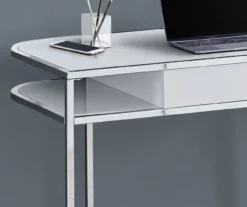 White & Silver Chrome Office Desk -Best Furniture Store 810512954 4