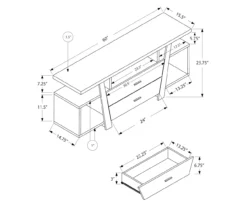 60" Dark Taupe 2-Drawer TV Stand -Best Furniture Store 810512981 3