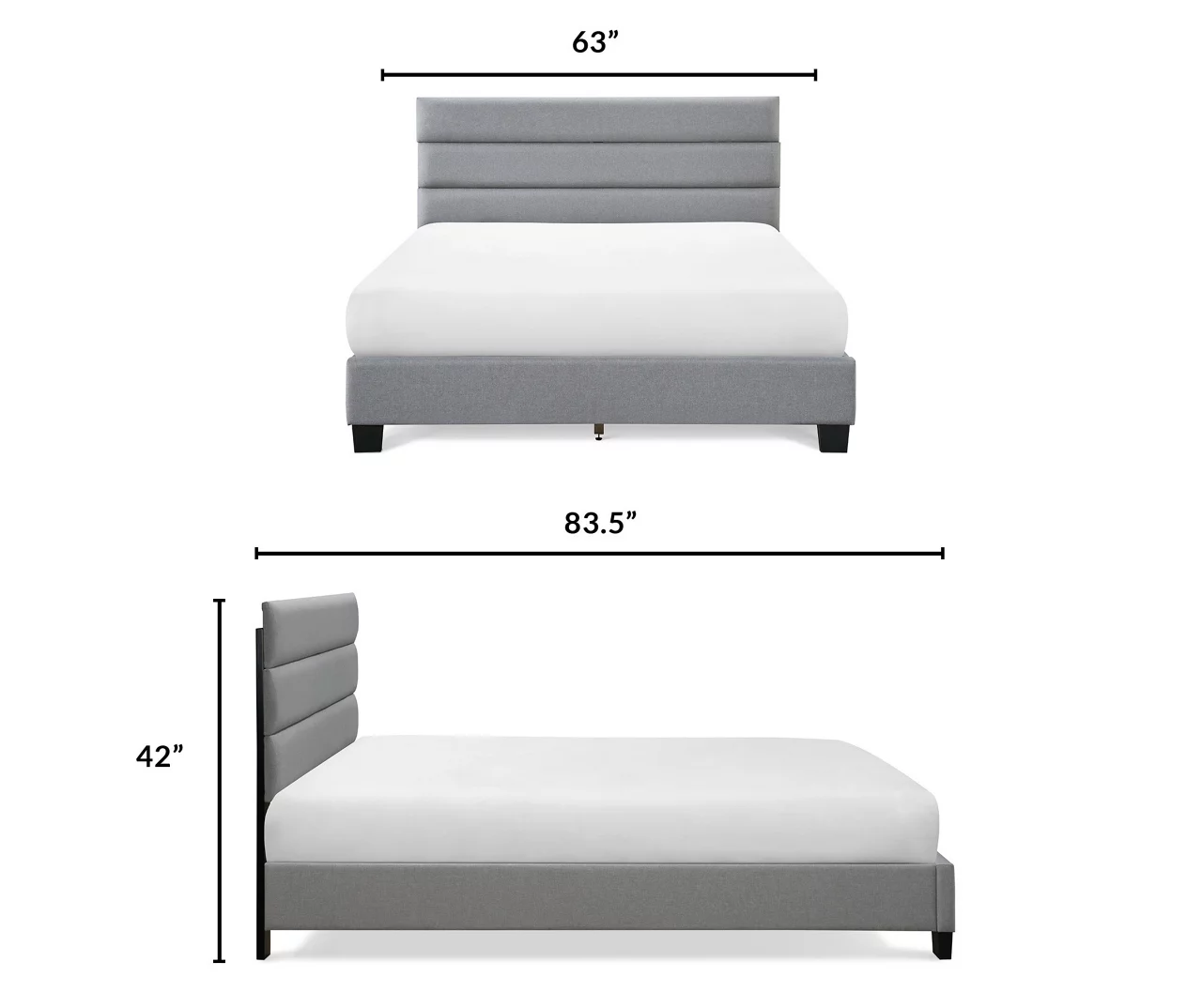 Gray Hudson Queen Upholstered Linen Fabric Bed 9 Gray Hudson Queen Upholstered Linen Fabric Bed - Image 9