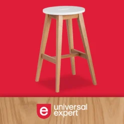 25.59" Oak & White Abacus Wood Counter Stool -Best Furniture Store 810513499