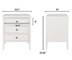 White Finley Wood 3-Drawer Nightstand -Best Furniture Store 810513520 7